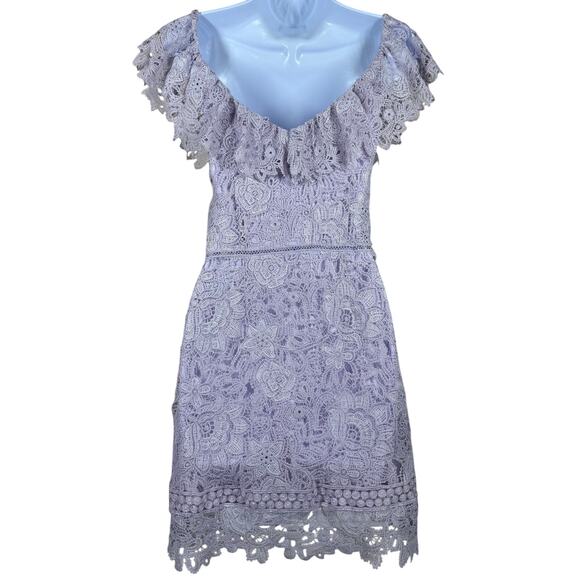 Saylor Adowa Lace Ruffle Mini Dress Women’s‎ Size Small Lavender Romantic Pastel - Picture 6 of 15